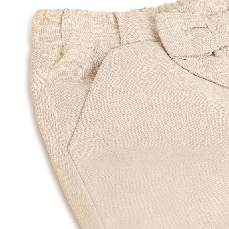Girls Beige Solid Trouser image number 3
